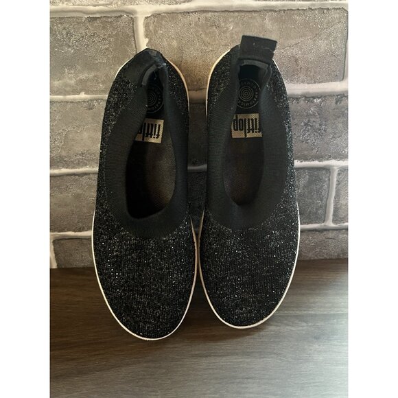 FITFLOP Uberknit Sparkle Black Slip On Flats Size 7 - Picture 11 of 13